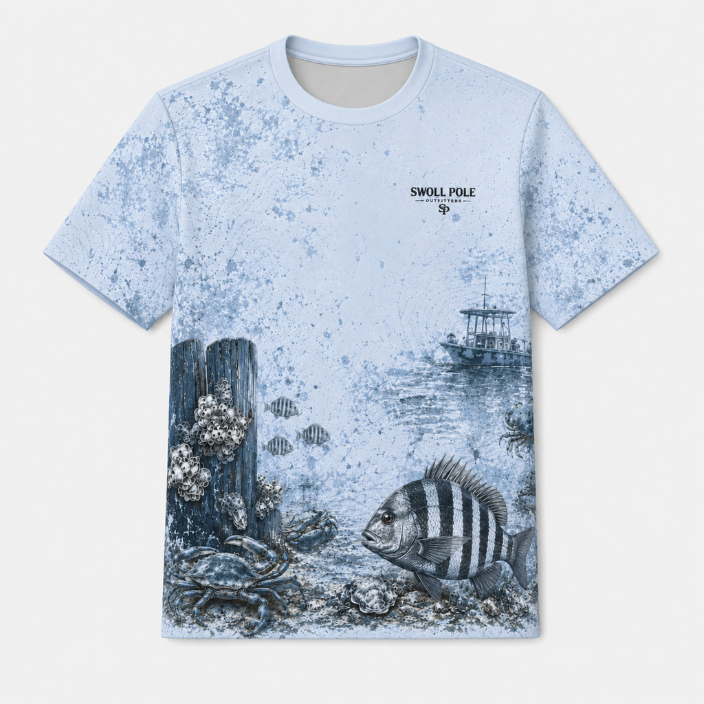 Dock Crusher Sheepshead UPF Fishing T-Shirt