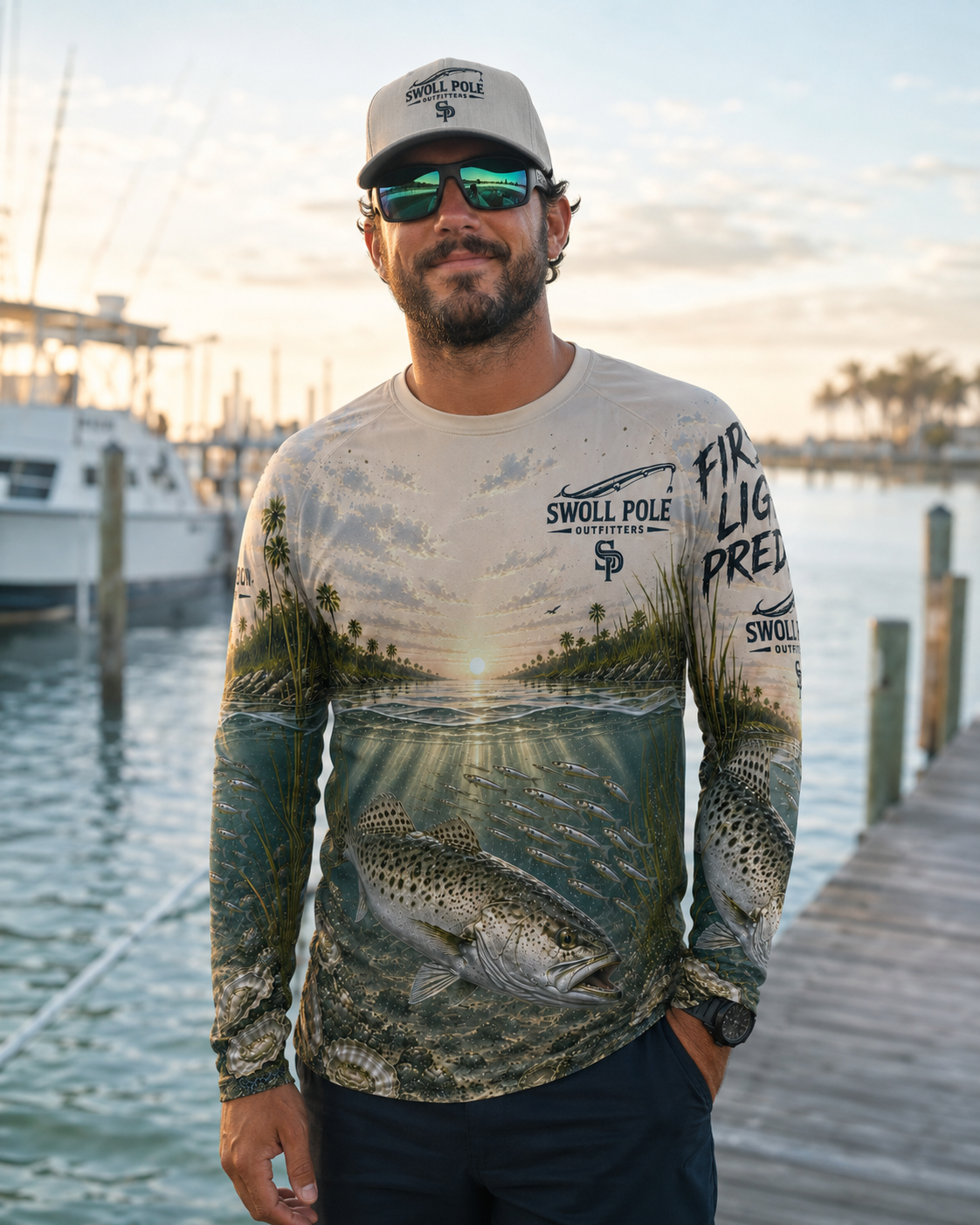 First Light Predator Speckled Trout UPF Long Sleeve Fishing Shirt | Swoll Pole Outfitters