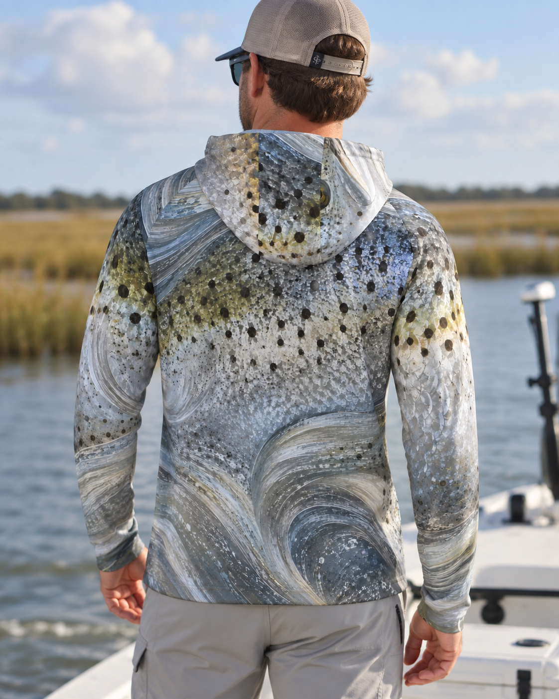 Chasing Silver Speckled Trout Performance Fishing Hoodie