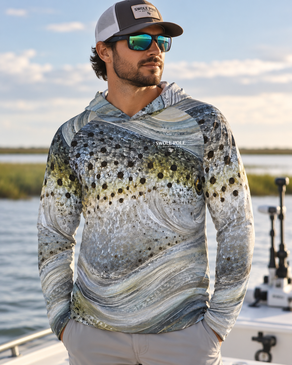 Chasing Silver Speckled Trout Performance Fishing Hoodie
