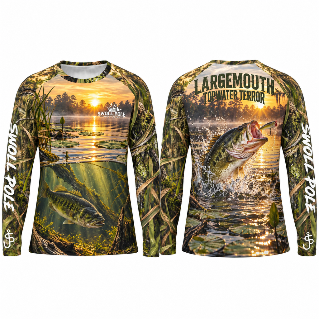 Largemouth – Topwater Terror Performance Long Sleeve Fishing Shirt