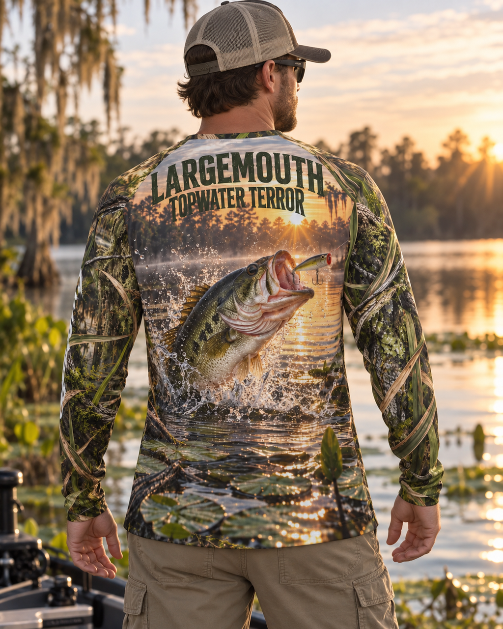 Largemouth – Topwater Terror Performance Long Sleeve Fishing Shirt