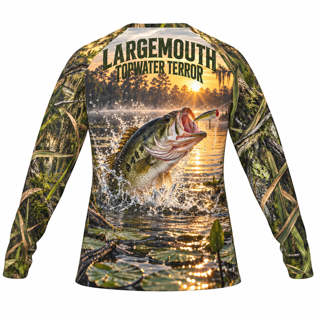 Largemouth – Topwater Terror Performance Long Sleeve Fishing Shirt