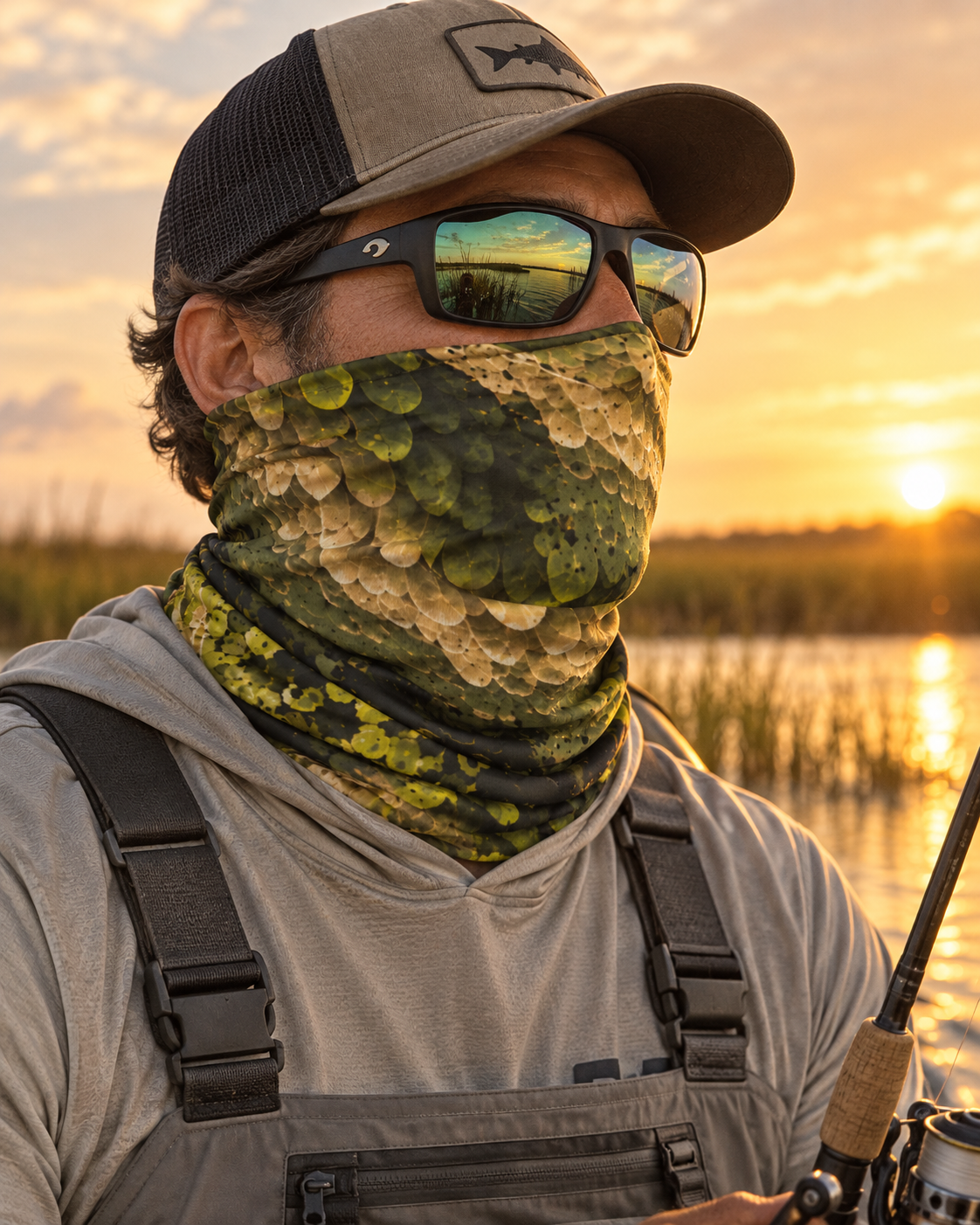 Topwater Terror – Abstract Largemouth Bass Performance Neck Gaiter