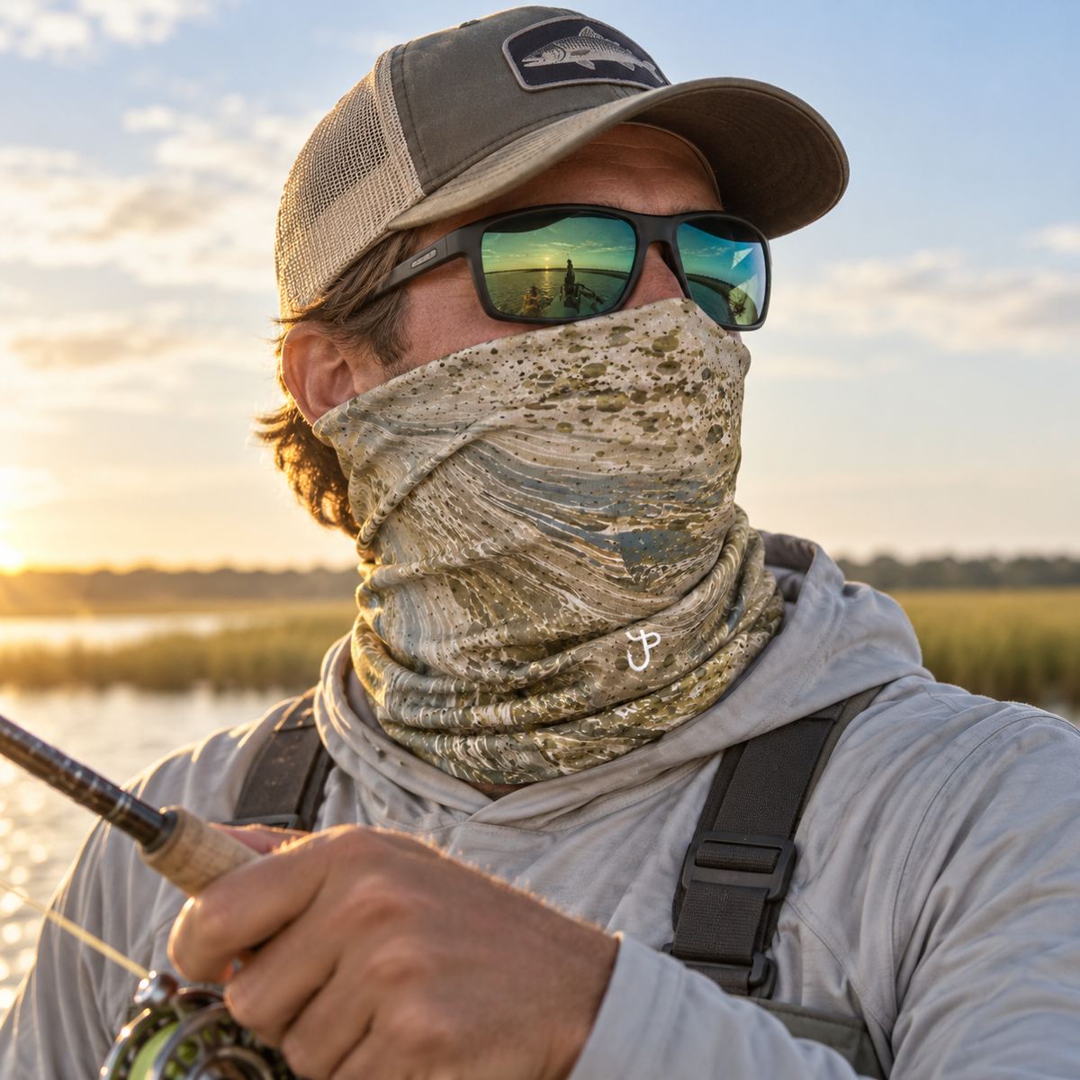 Ghost of the Flats – Abstract Flounder Performance Neck Gaiter