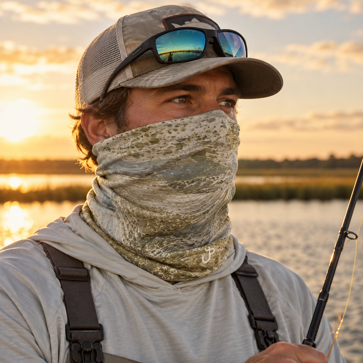 Ghost of the Flats – Abstract Flounder Performance Neck Gaiter