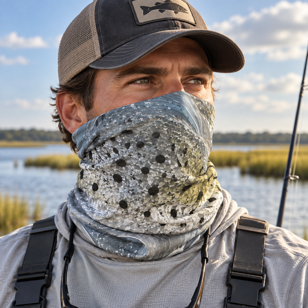 Chasing Silver – Abstract Speckled Trout Performance Neck Gaiter