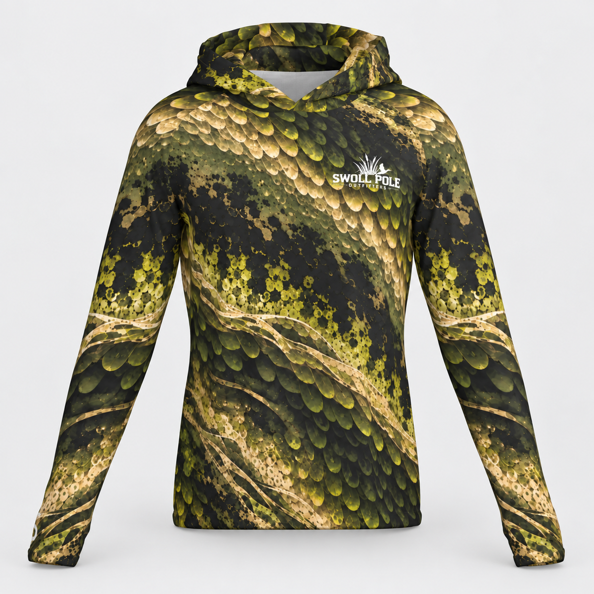 Topwater Terror – Abstract Largemouth Bass Performance Fishing Hoodie