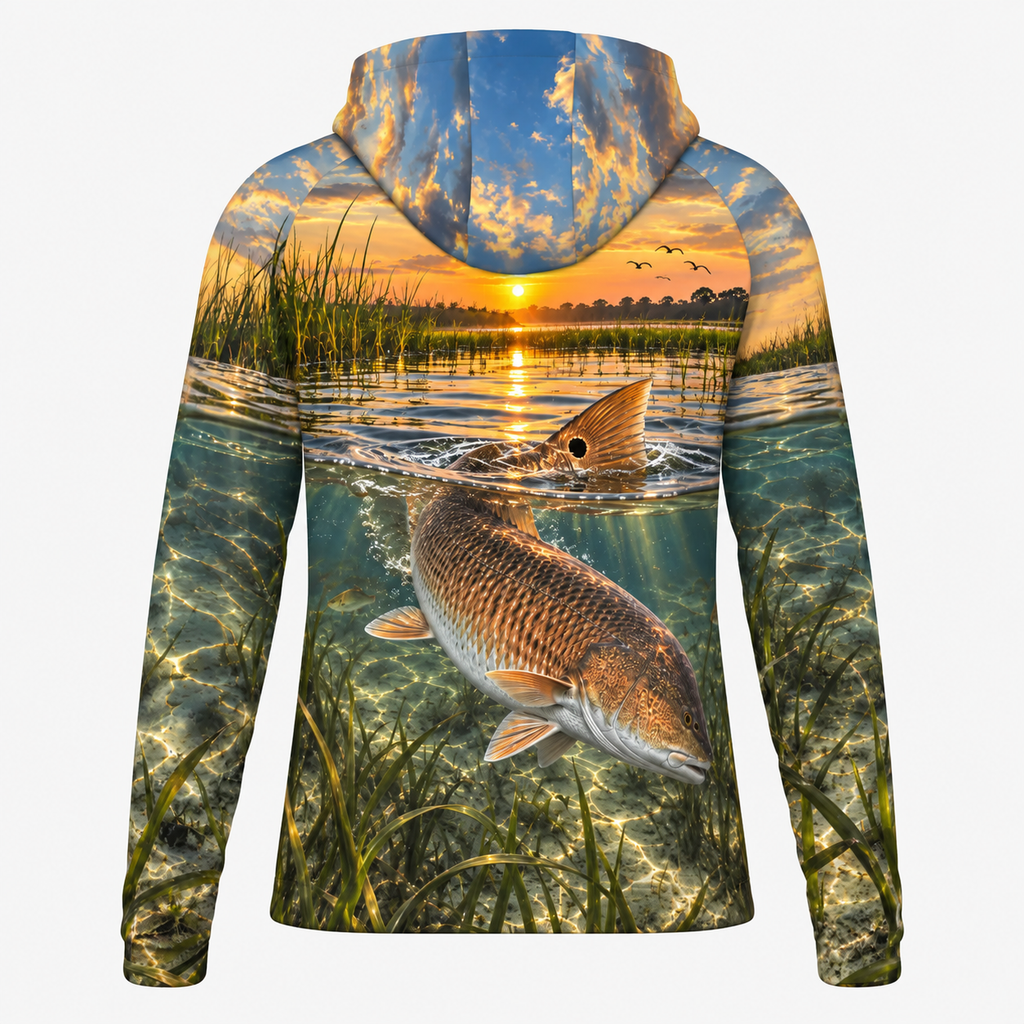 Red Dawn Redfish Performance Fishing Hoodie | Swoll Pole Outfitters