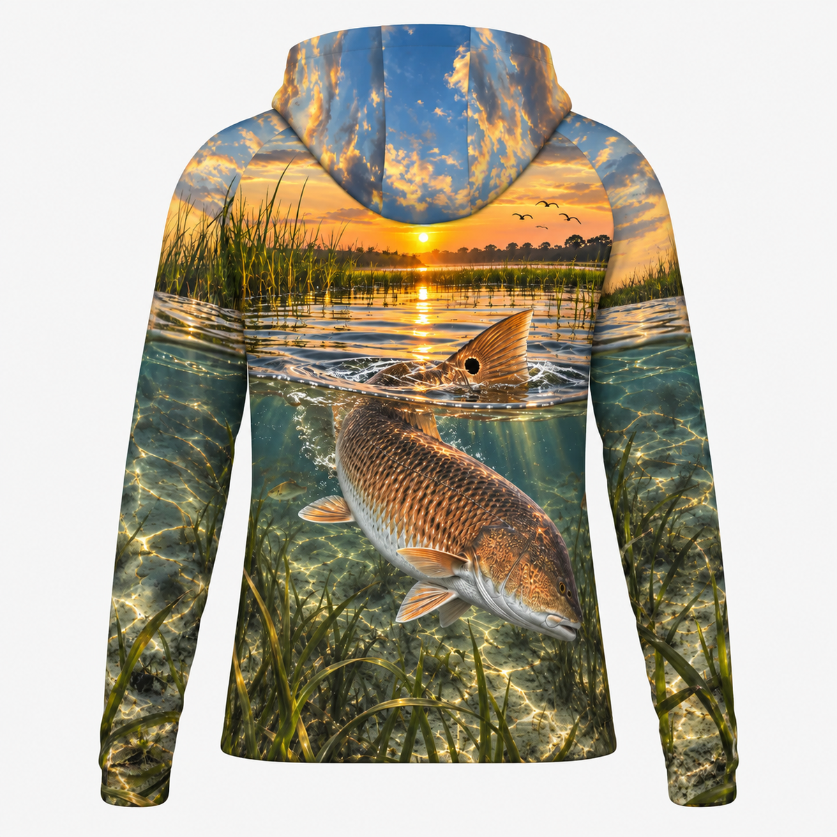 Red Dawn Redfish Performance Fishing Hoodie | Swoll Pole Outfitters