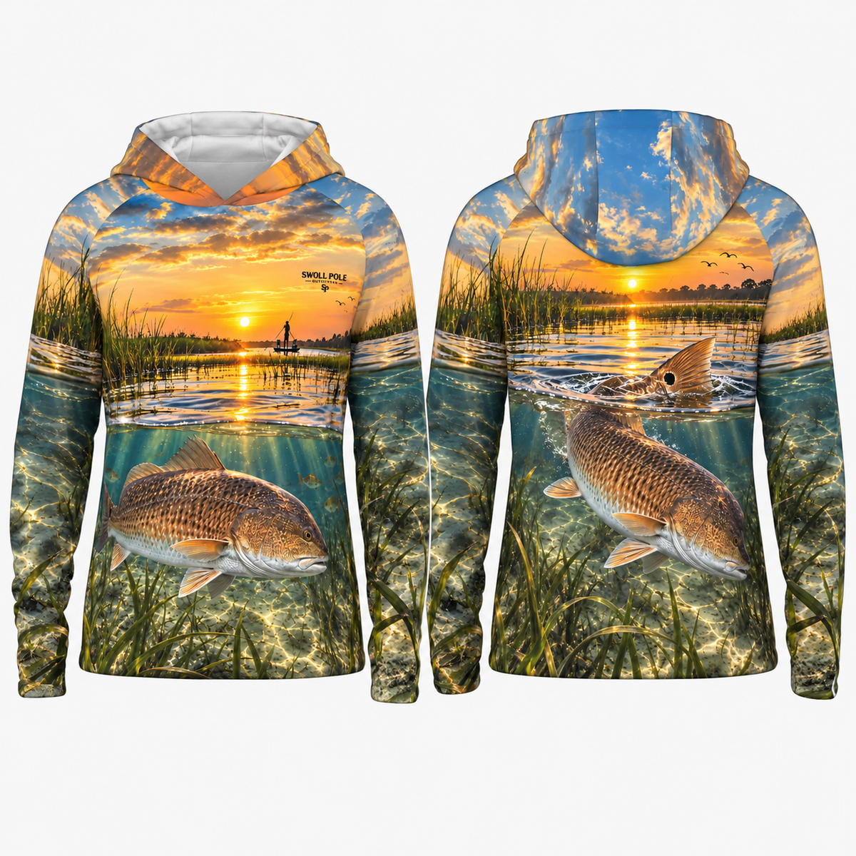 Red Dawn Redfish Performance Fishing Hoodie | Swoll Pole Outfitters