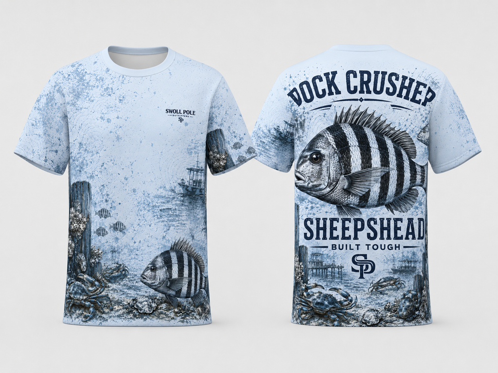 Dock Crusher Sheepshead UPF Fishing T-Shirt