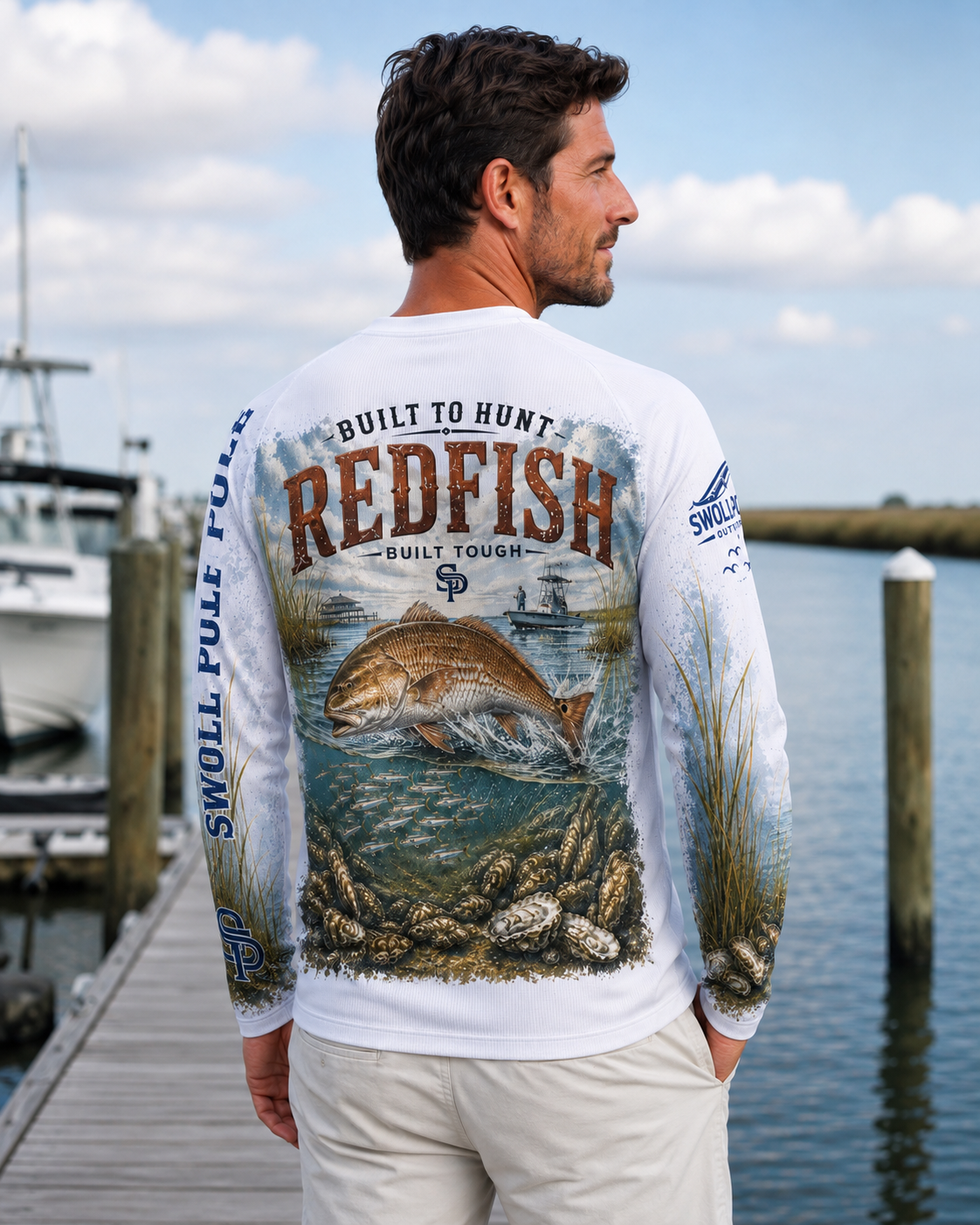 Built to Hunt Redfish UPF Long Sleeve Fishing Shirt | Swoll Pole Outfitters