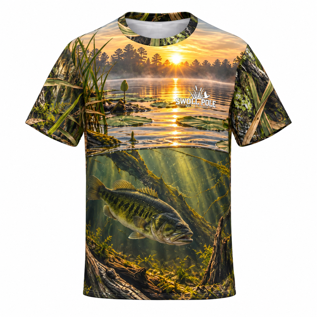 Topwater Terror – Largemouth Bass Performance Short Sleeve Fishing Shirt