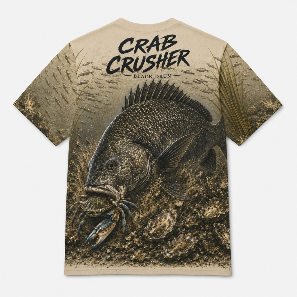 Crab Crusher Black Drum UPF Fishing T-Shirt