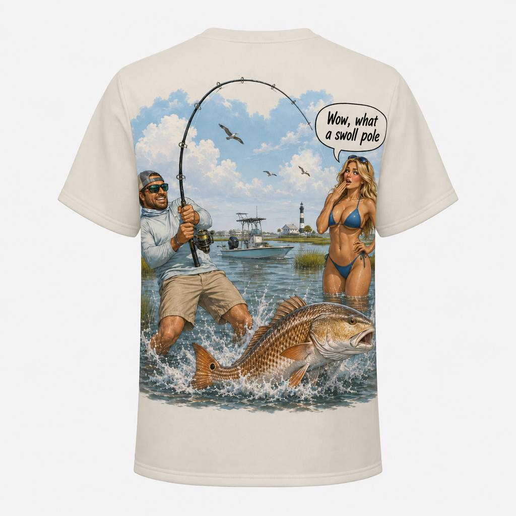 Wow, What a Swoll Pole Funny UPF Fishing T-Shirt