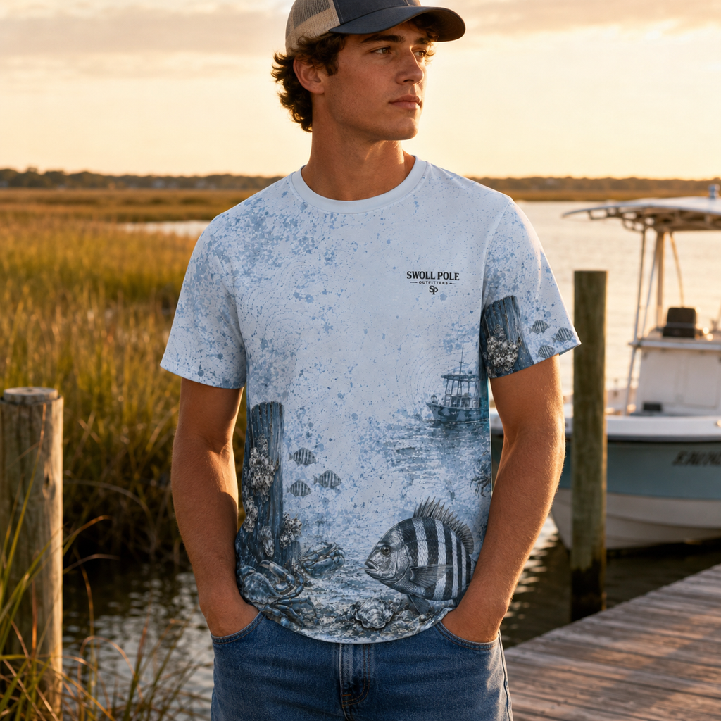 Dock Crusher Sheepshead UPF Fishing T-Shirt