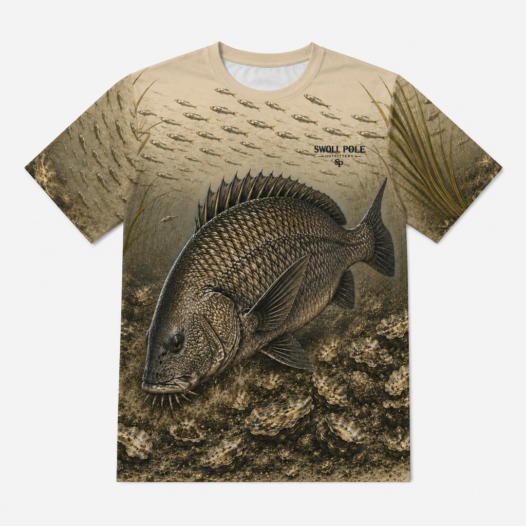 Crab Crusher Black Drum UPF Fishing T-Shirt