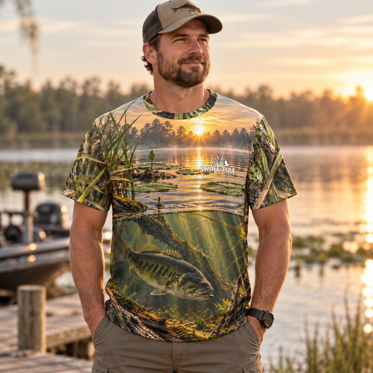Topwater Terror – Largemouth Bass Performance Short Sleeve Fishing Shirt