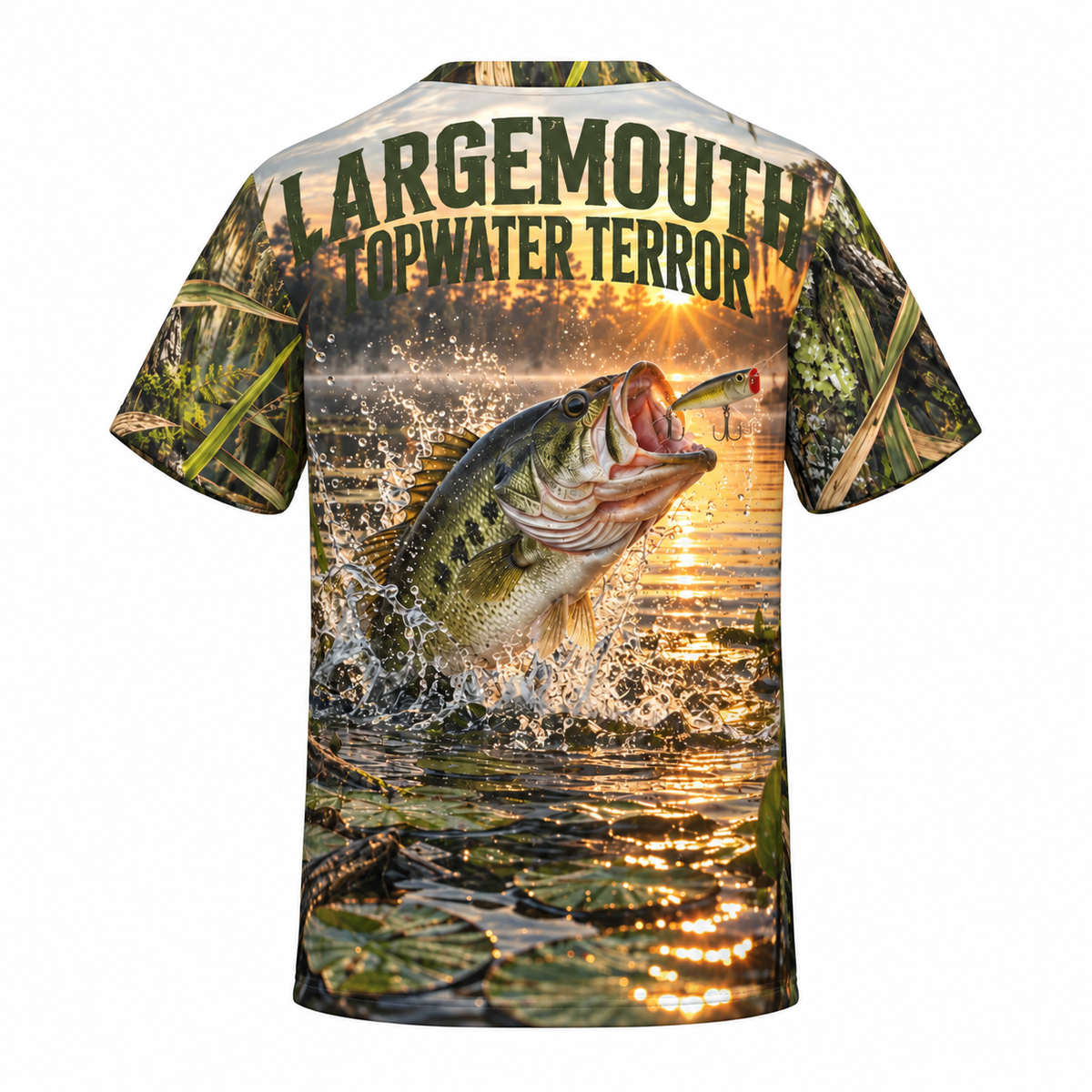 Topwater Terror – Largemouth Bass Performance Short Sleeve Fishing Shirt