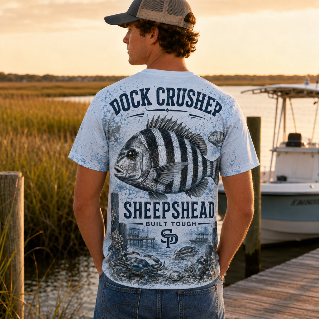 Dock Crusher Sheepshead UPF Fishing T-Shirt