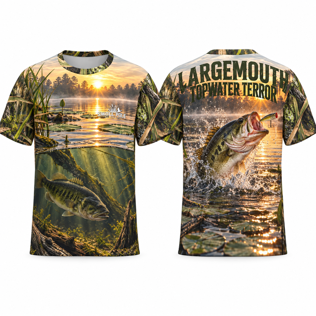 Topwater Terror – Largemouth Bass Performance Short Sleeve Fishing Shirt