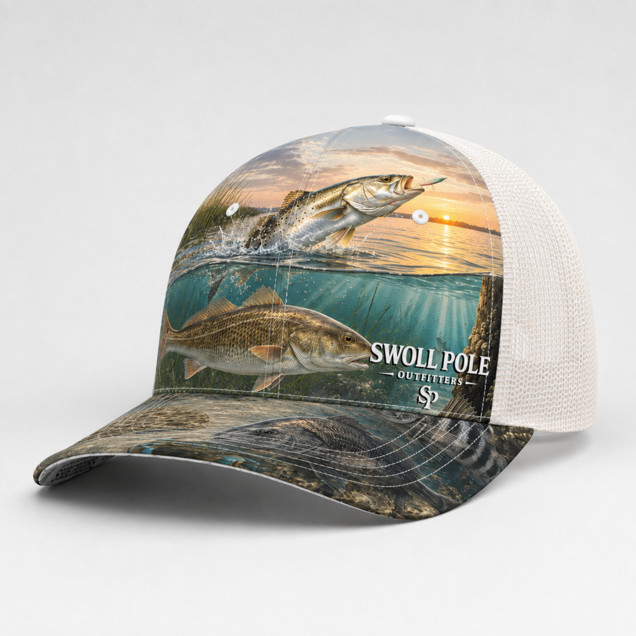 caps fishing pole Inshore Series Trucker Hat | Redfish & Speckled Trout Cap | Swoll Outfitters ⭐️⭐️⭐️⭐️⭐️(17) It features good skid M-Polyamide fishing rod parts products Model:30lb - 300 yards