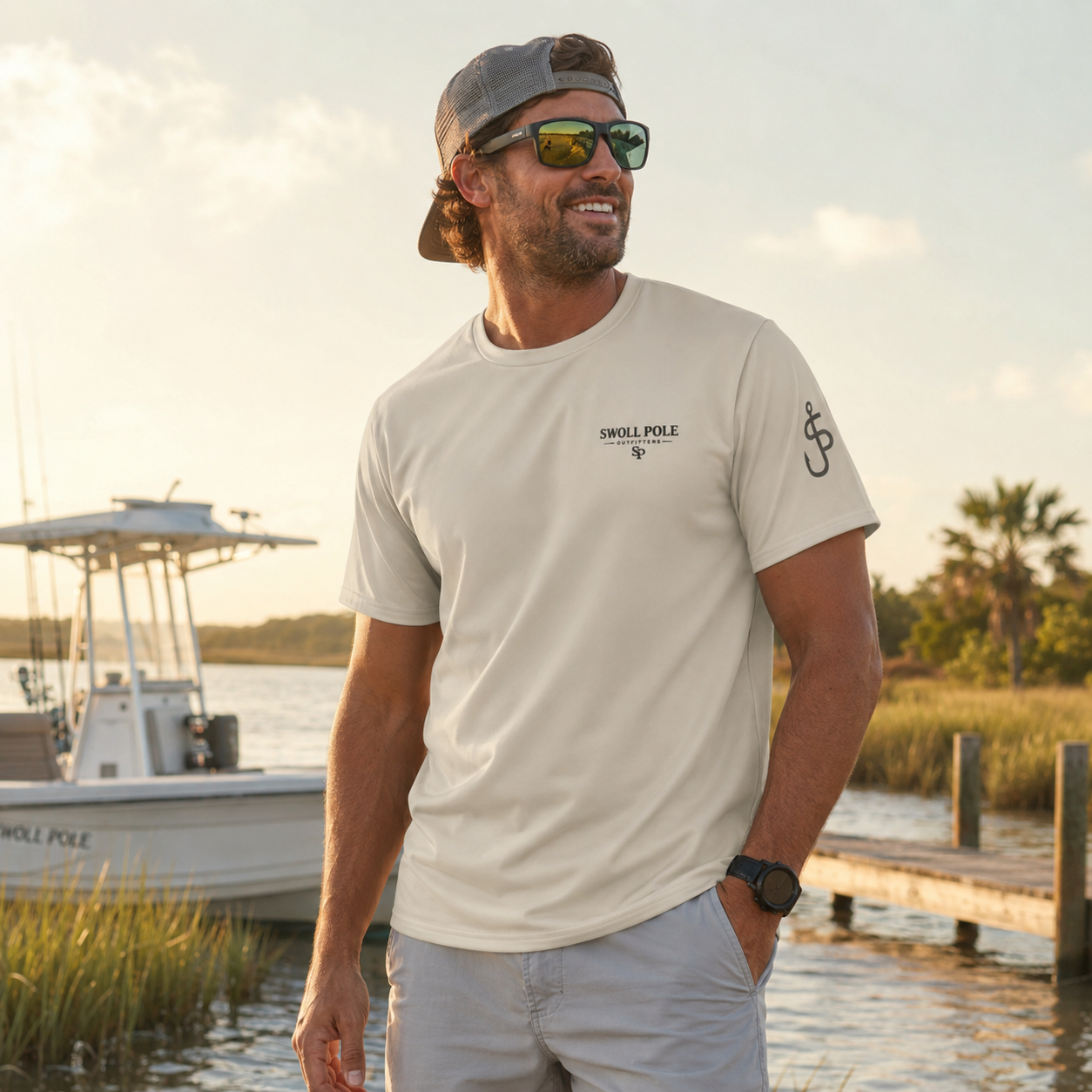 Wow, What a Swoll Pole Funny UPF Fishing T-Shirt