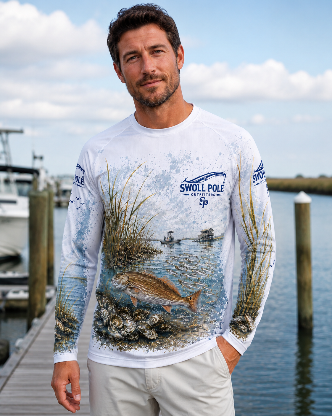 Built to Hunt Redfish UPF Long Sleeve Fishing Shirt | Swoll Pole Outfitters