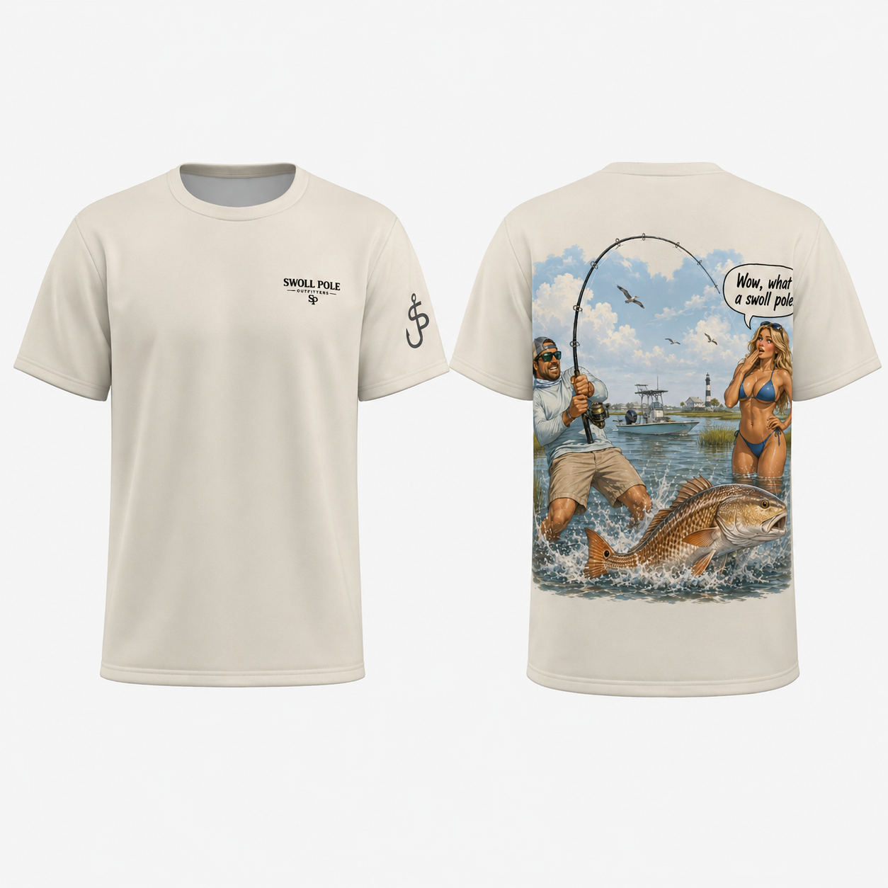 Wow, What a Swoll Pole Funny UPF Fishing T-Shirt