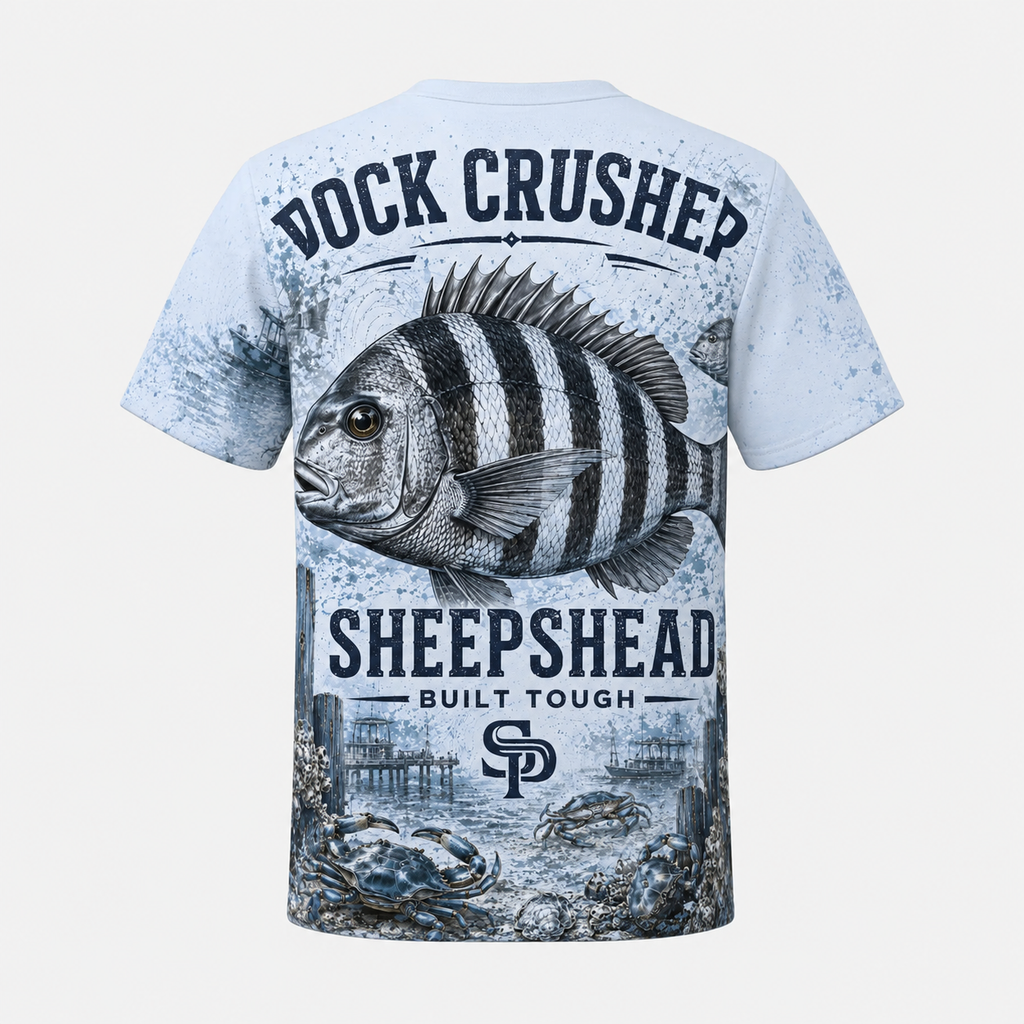 Dock Crusher Sheepshead UPF Fishing T-Shirt