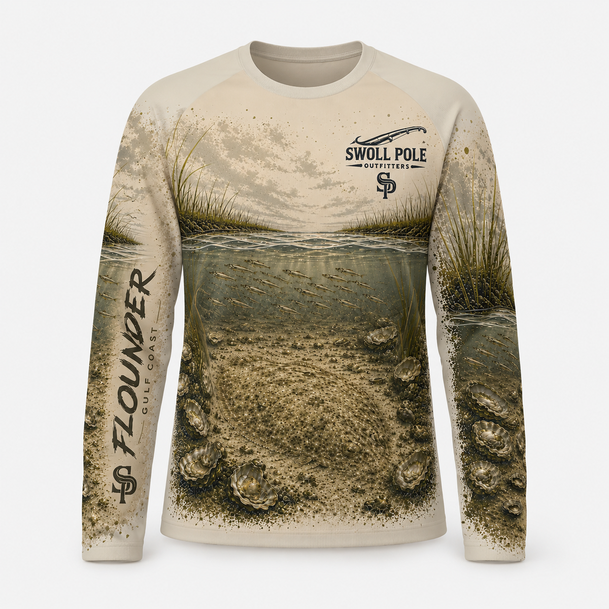 Master of Camouflage Flounder UPF Long Sleeve Fishing Shirt | Swoll Pole Outfitters