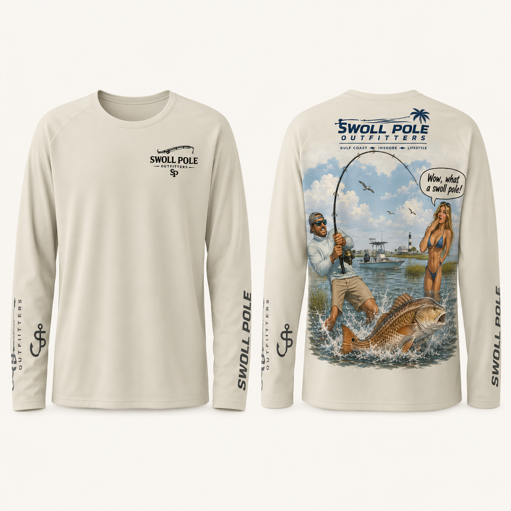 Wow, What a Swoll Pole Funny Redfish UPF Long Sleeve Shirt | Swoll Pole Outfitters