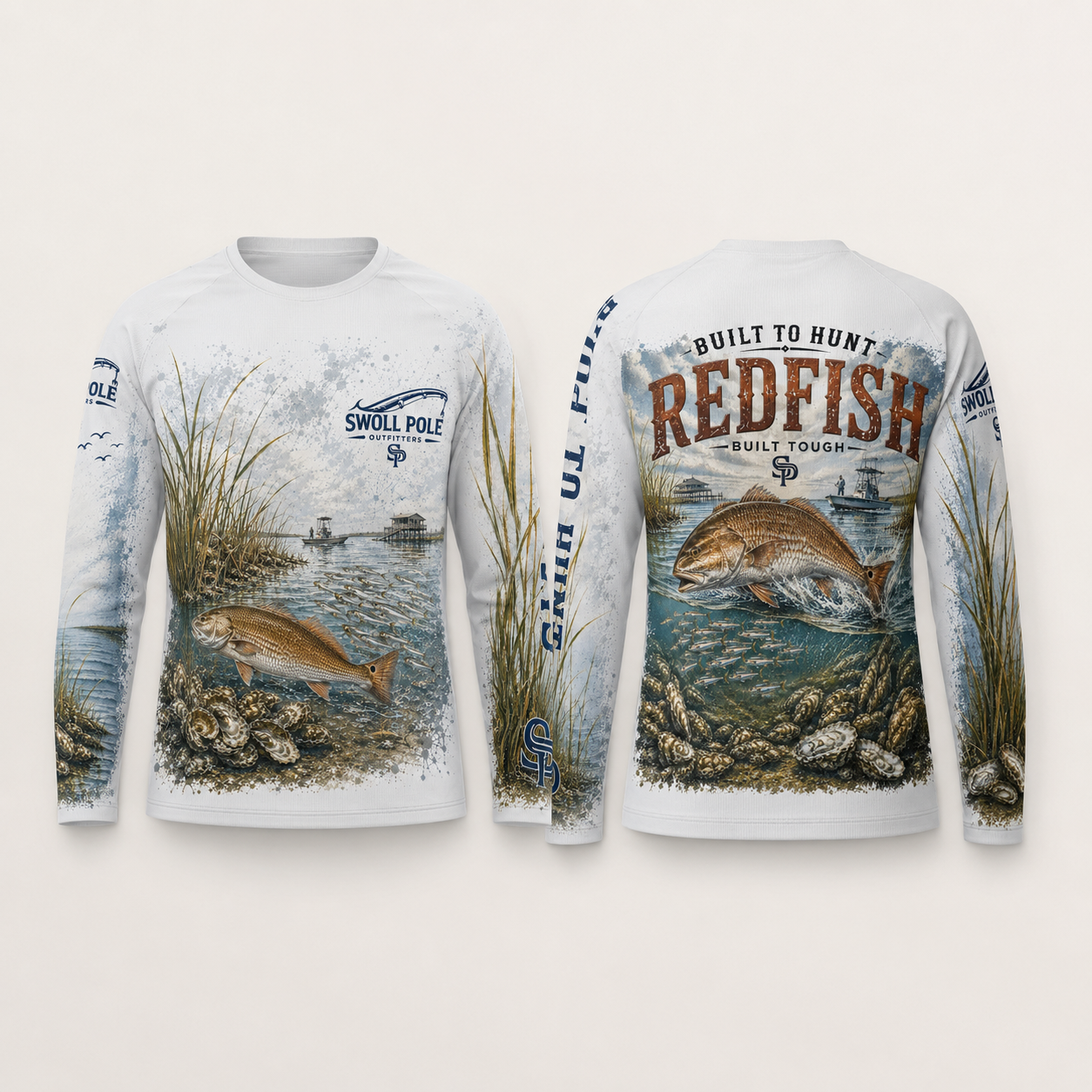 Built to Hunt Redfish UPF Long Sleeve Fishing Shirt | Swoll Pole Outfitters