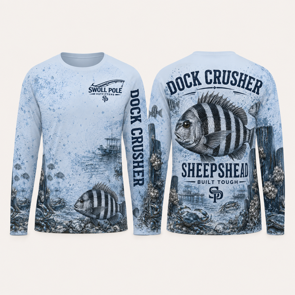 Dock Crusher Sheepshead UPF Long Sleeve Fishing Shirt | Swoll Pole Outfitters